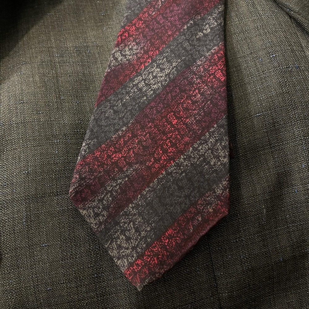 Primavera for The Rack Silk Tie‎ Mens One Size Red Gray Diagonal Stripe Italy